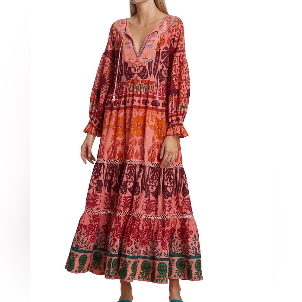 FARM Rio Ainika Print Macaws Maxi Dress Size Small